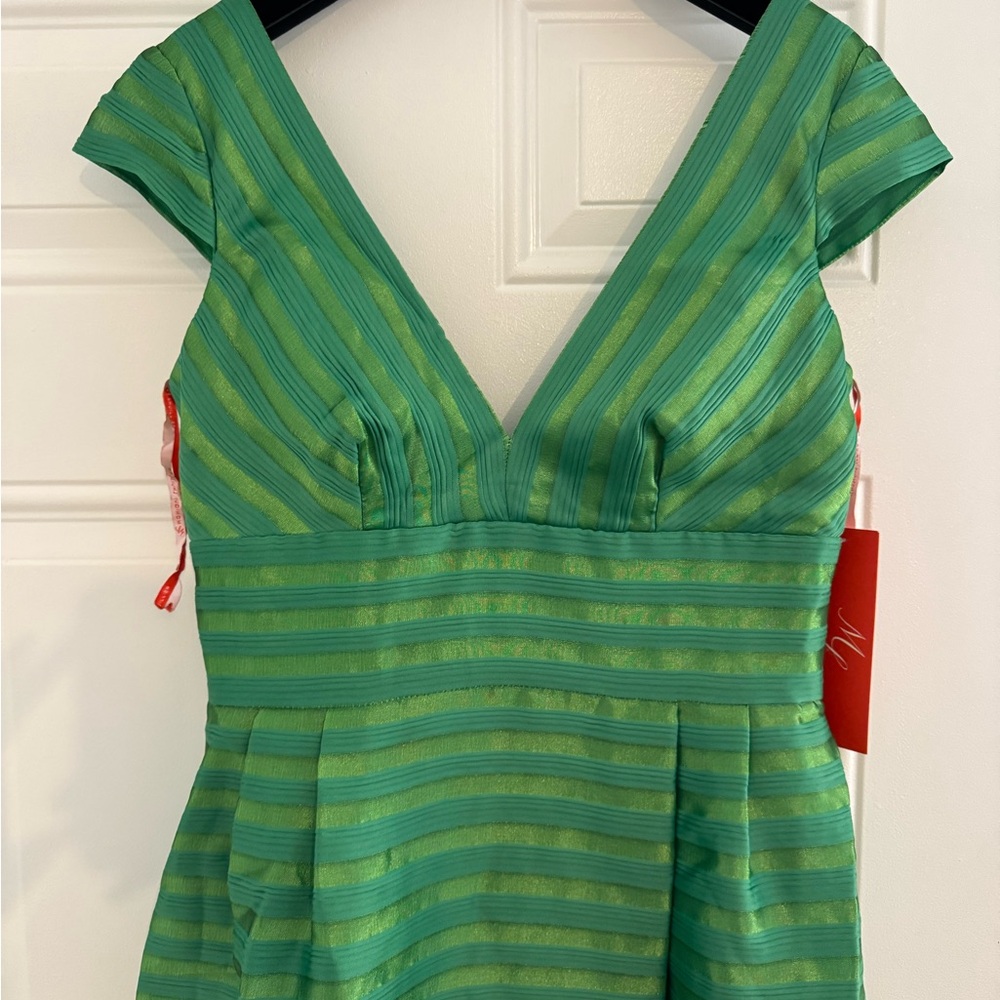 Monique Lhuillier Vibrant Green Striped Maxi Dress - Picture 3 of 12